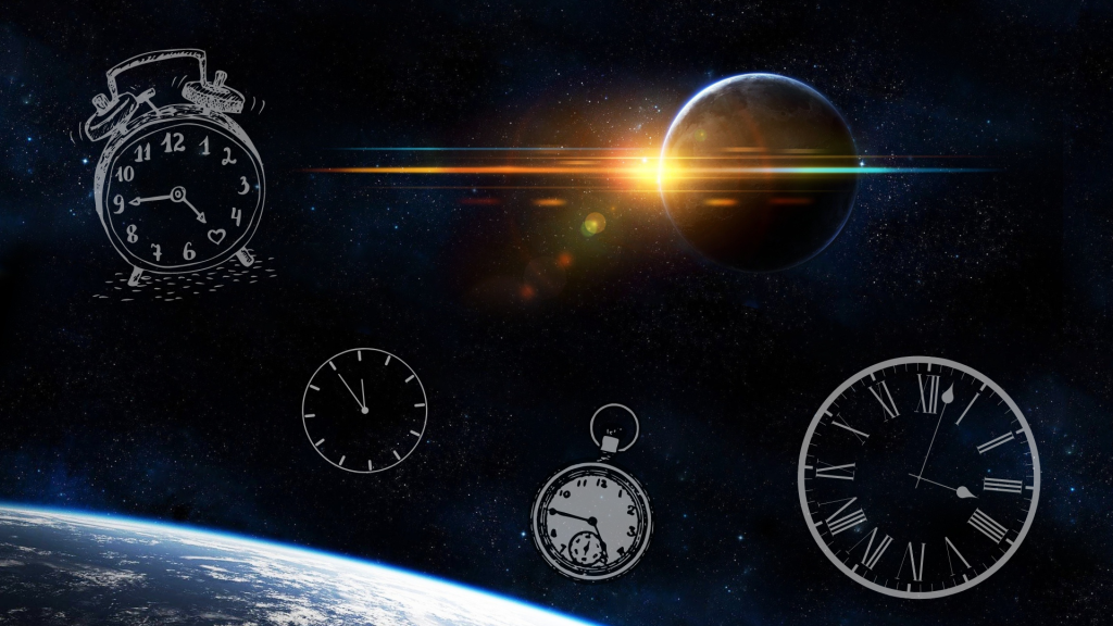 An image of clocks and universe