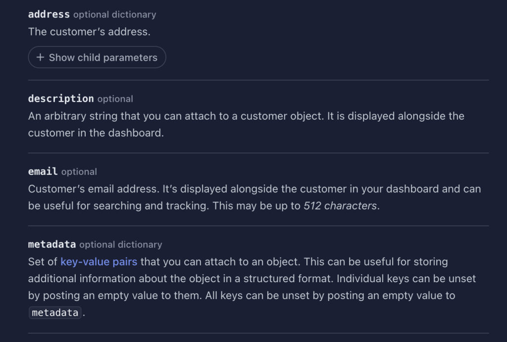 Stripe API reference example