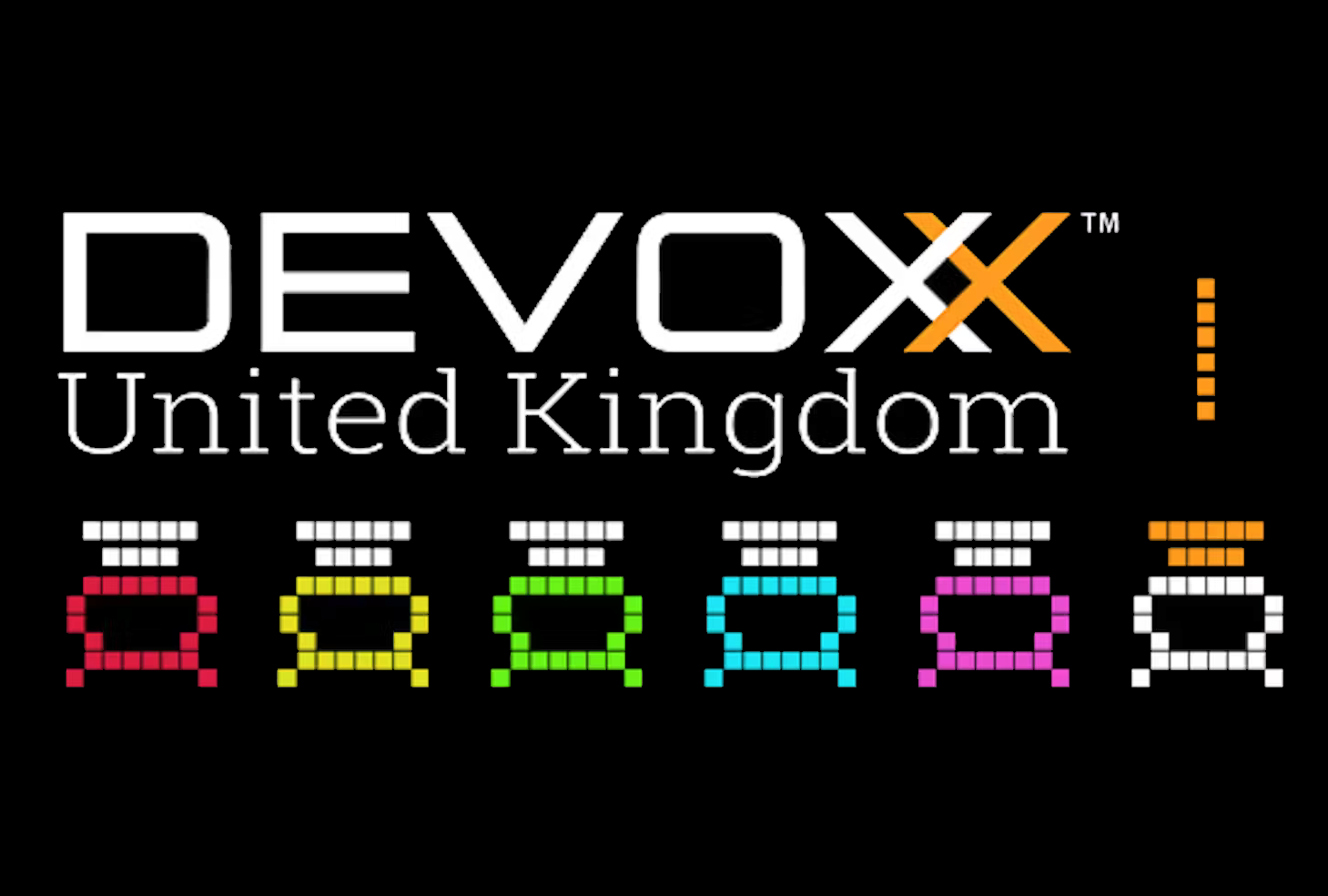 A cover photo featuring the logo of Devoxx UK, which includes some pixel art in the style of space invaders