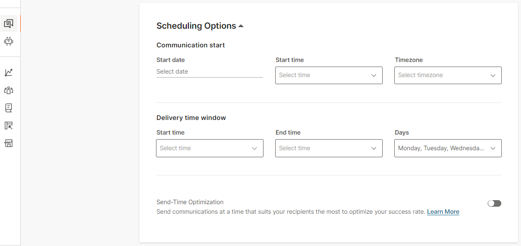 Email Broadcast scheduling options