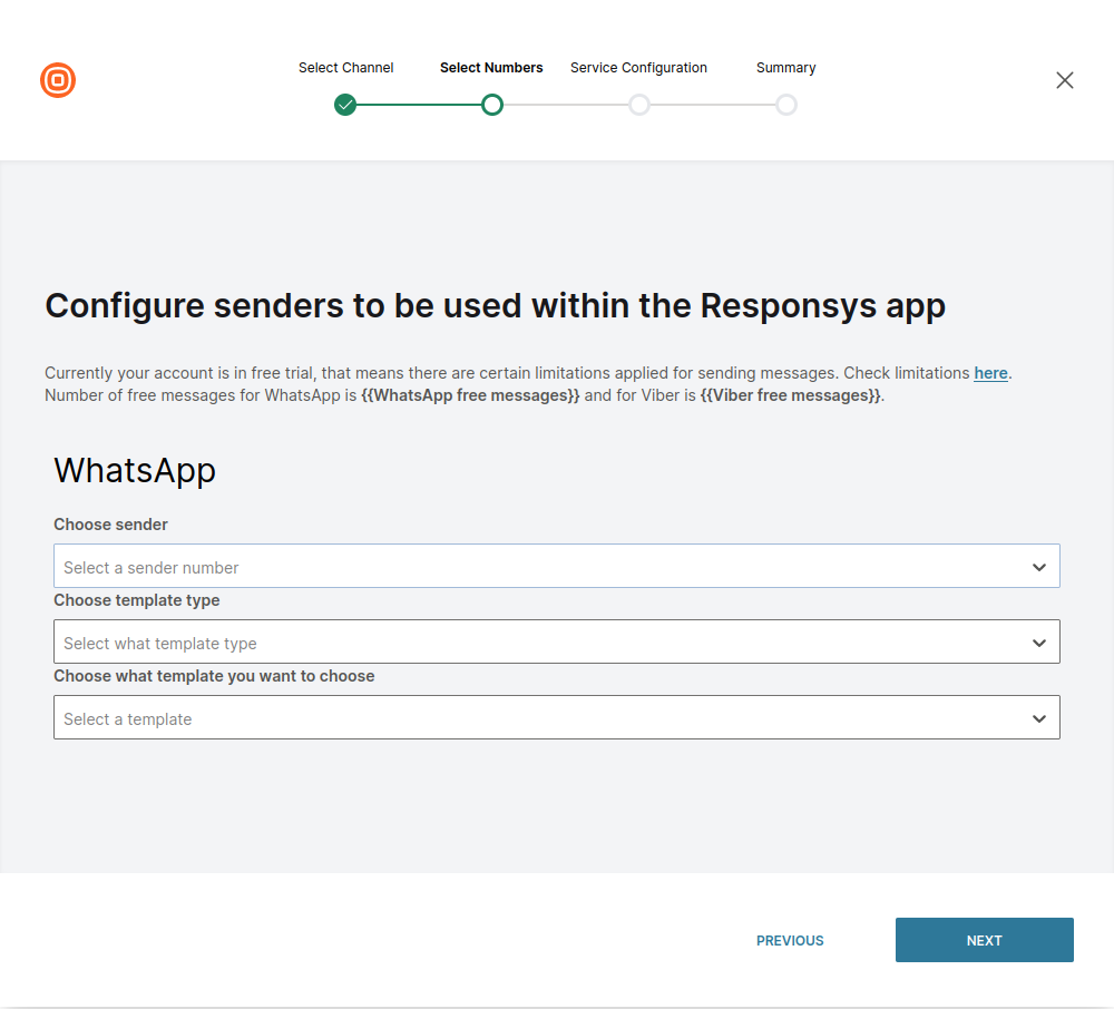 Oracle Responsys Configure Senders WhatsApp