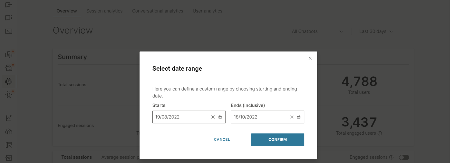 Date range in Answers Analytics