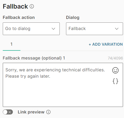 Configure the fallback settings