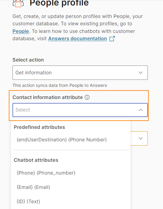 Configure the contact information