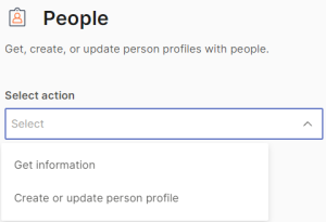 Choose the action type - retrieve information from People or update information in People