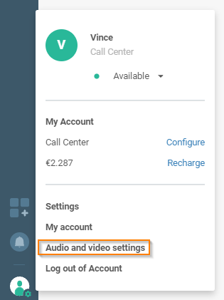 Calls - Agent profile audio and video settings