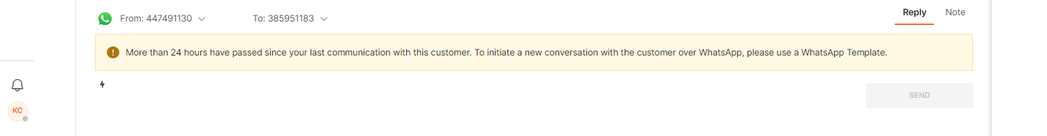Conversations - Sending WhatsApp template callout