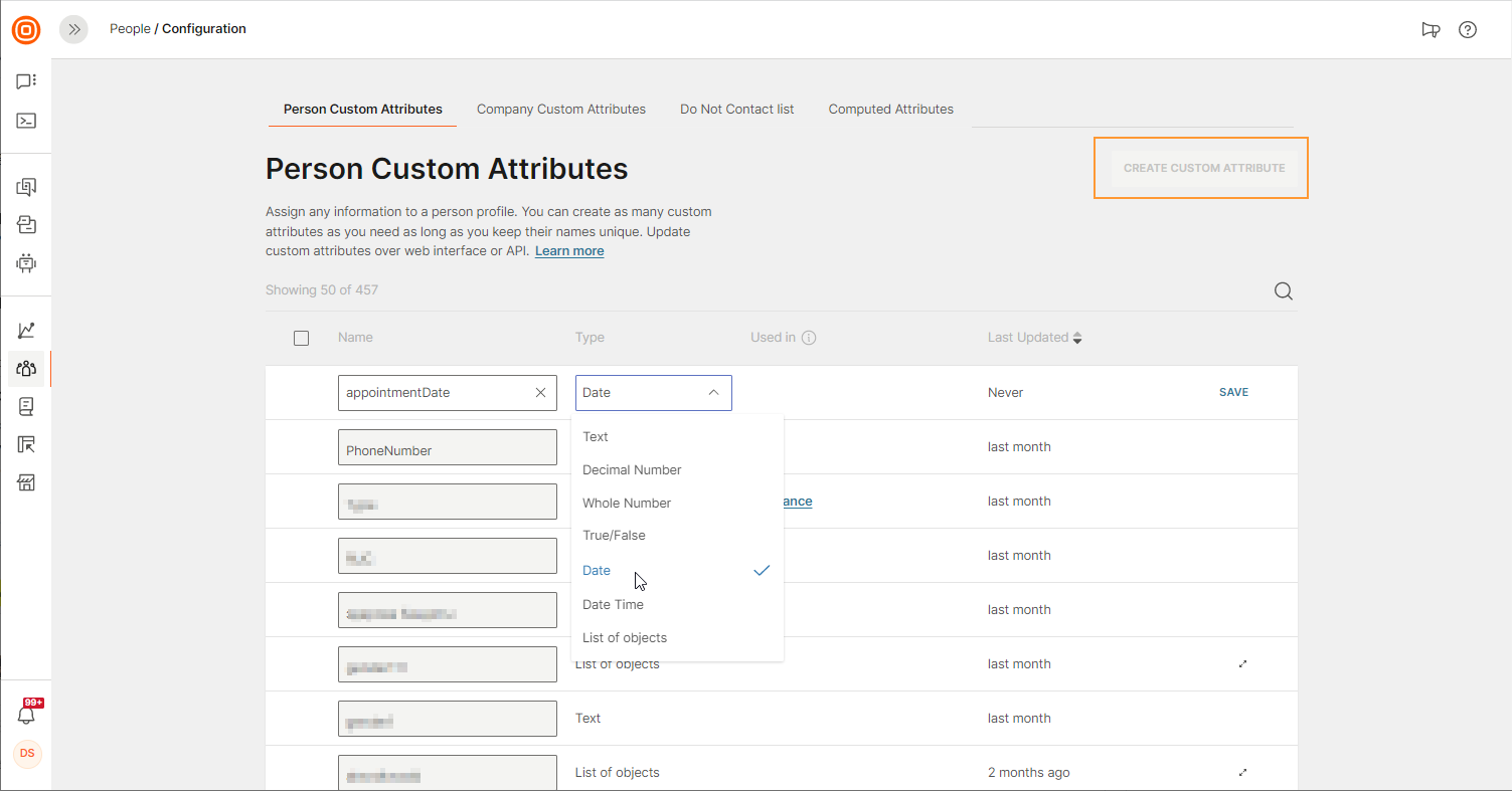 Create custom attributes in Moments