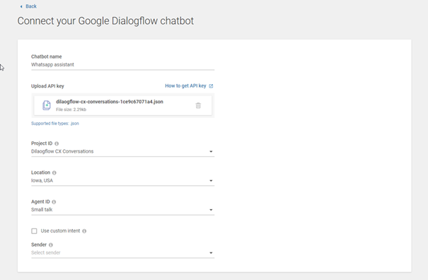 Google Dialogflow chatbot connector