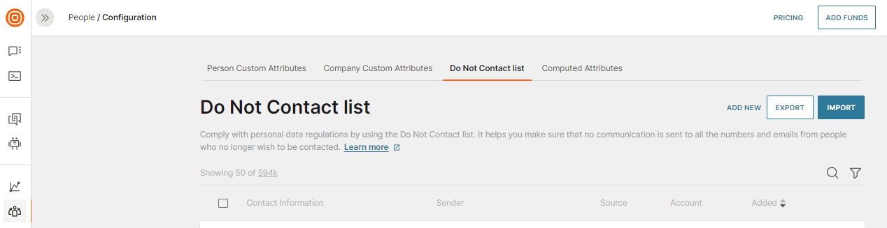 Do Not Contact List