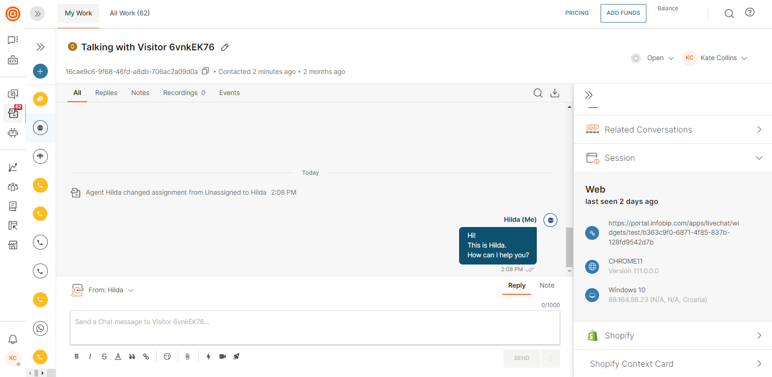 Live Chat - Reply over Conversations