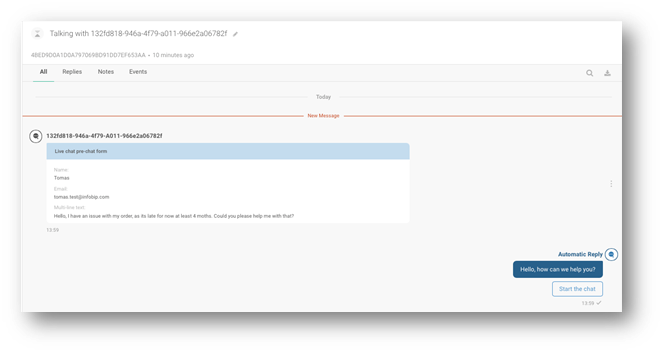 Live Chat - Agent view of pre-chat forms