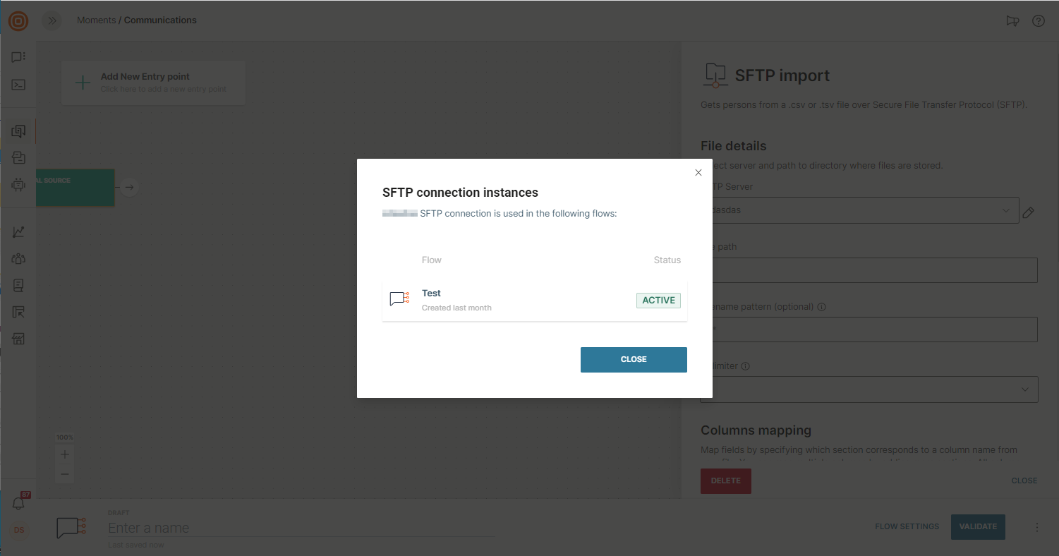Moments SFTP Import Server Instances