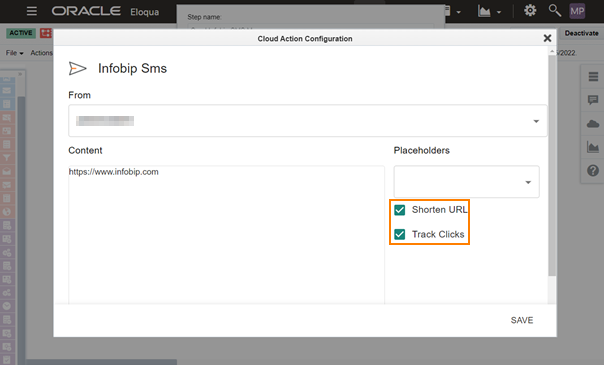 Oracle Eloqua - SMS - Enable URL shortening and tracking