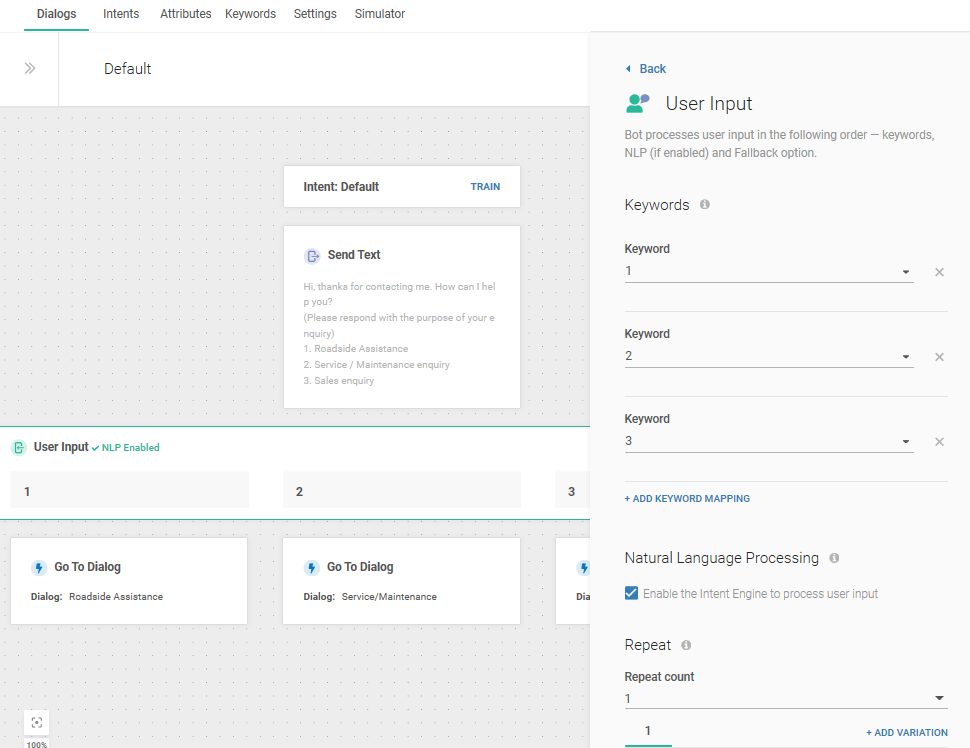 Process user input in Car Assistant