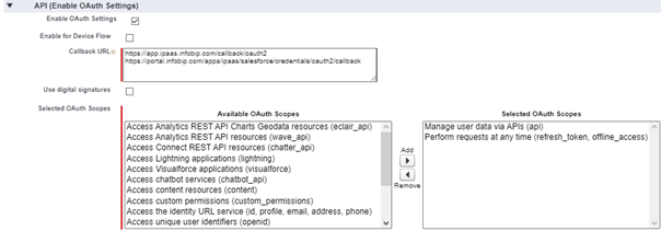 Salesforce for People OAuth Settings