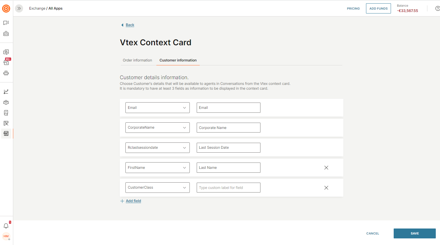 VTEX Configure Context Card